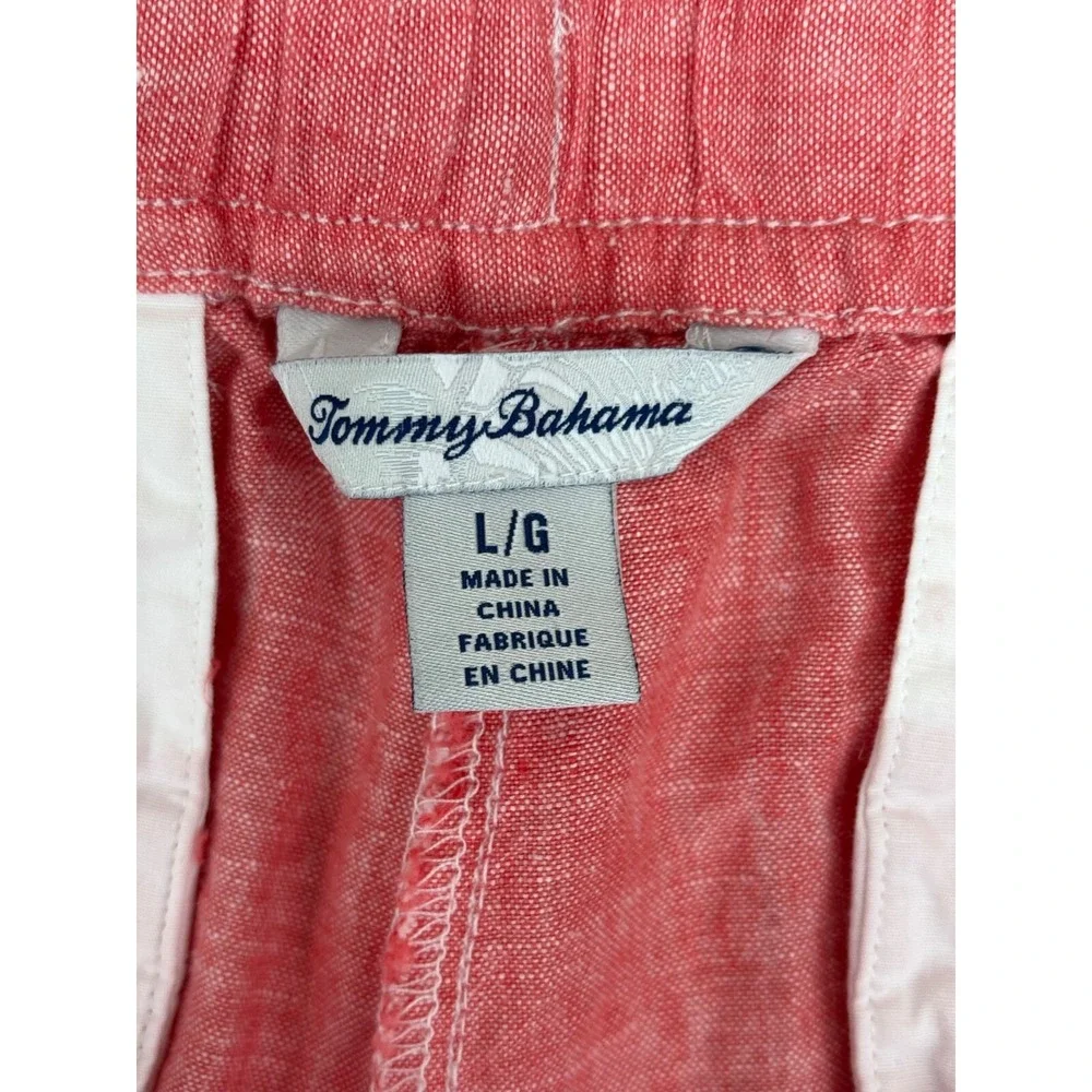 Tommy Bahama Palmbray Linen Shorts Coral Pink Size‎ Large L Drawstring 5